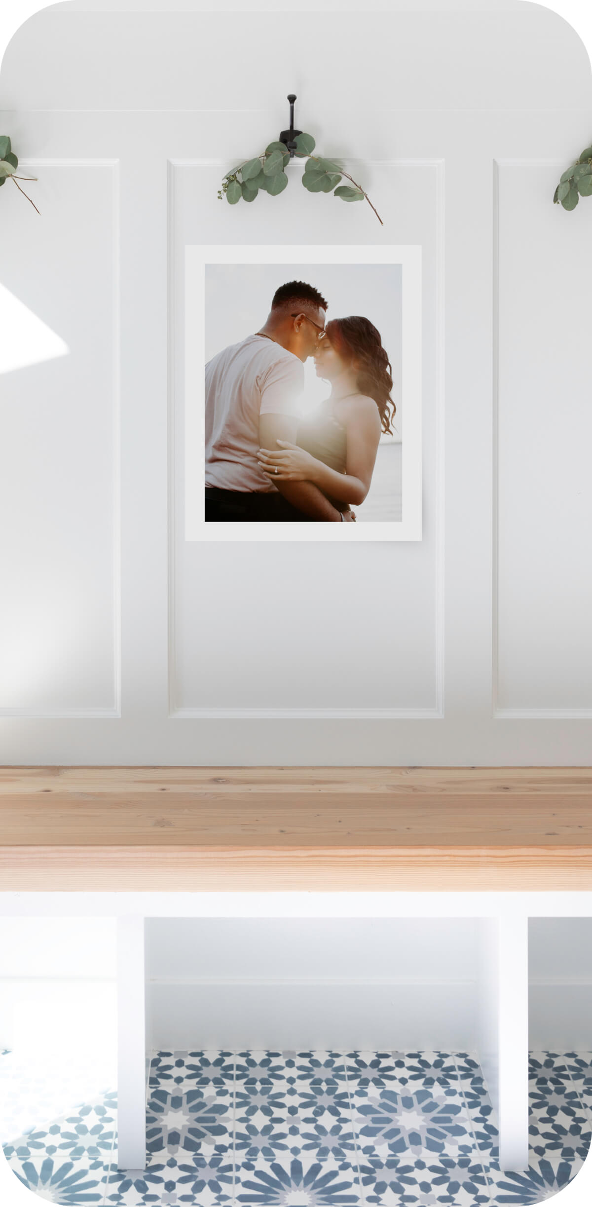 Edited photo of couple kissing printed as Artifact Uprising Large Format Print