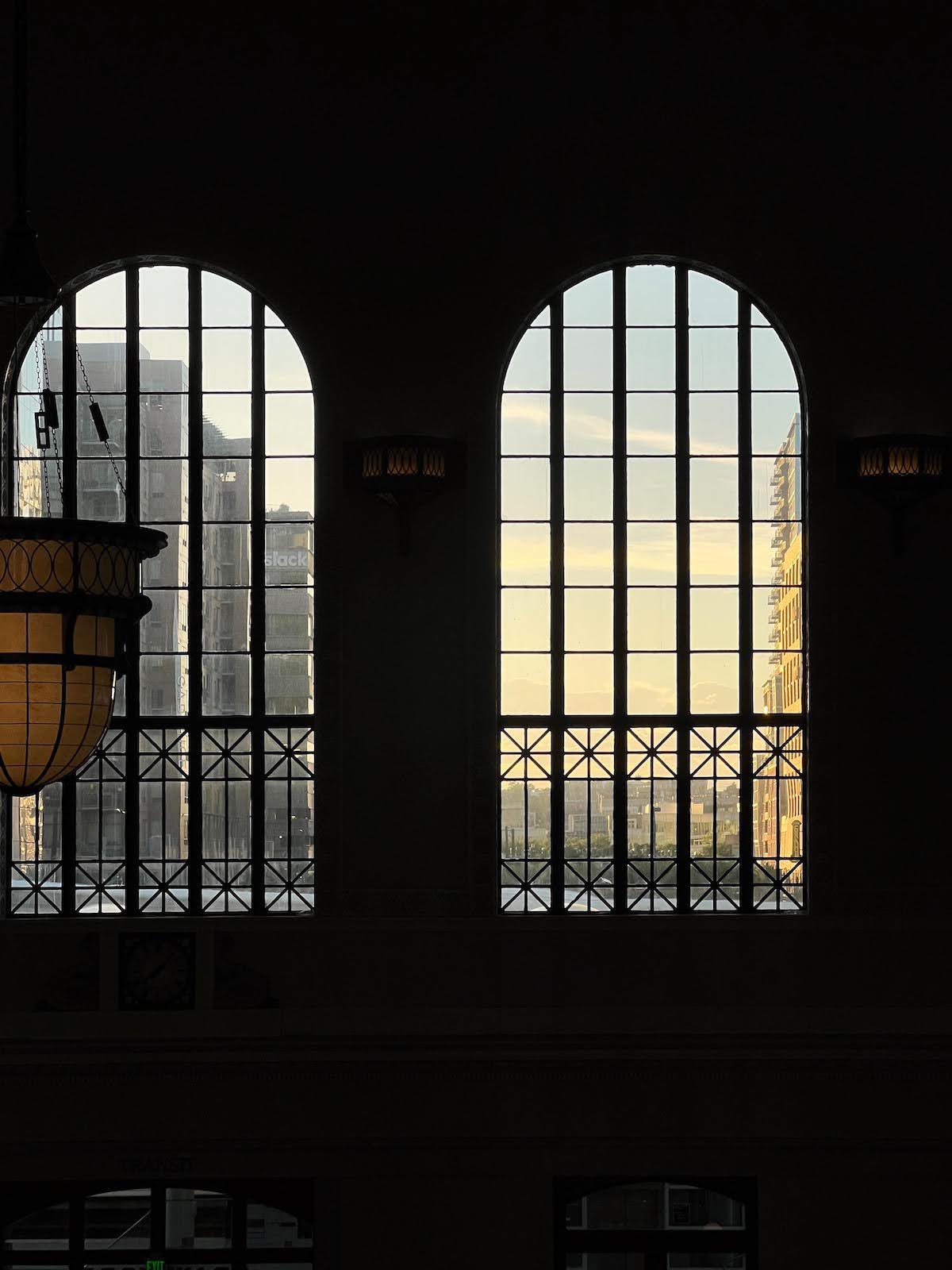 dark silhouette of an arched window