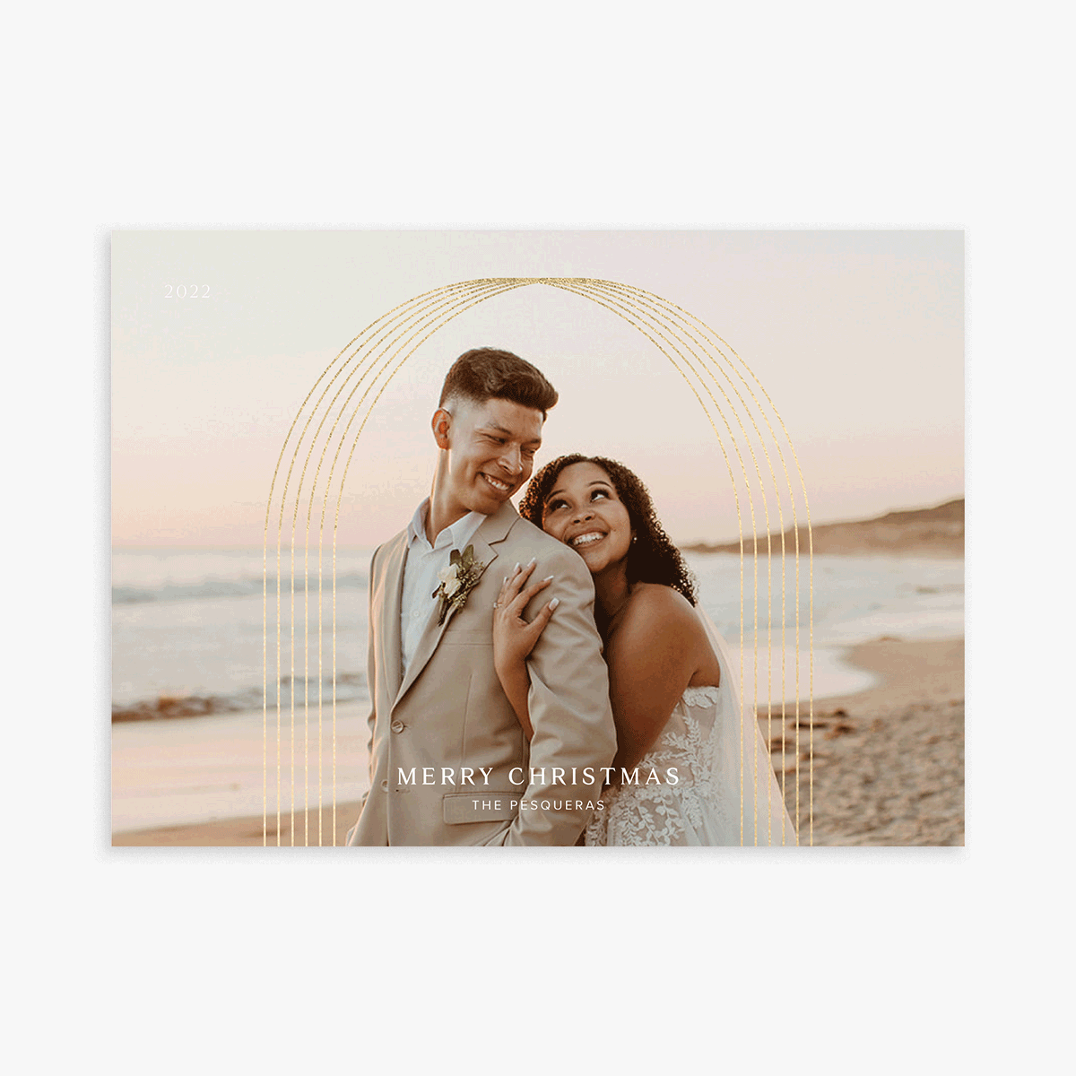 Four Artifact Uprising Holiday Cards alternate with the same wedding photos inside