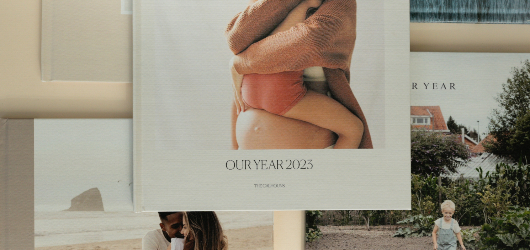 Photo book cover with image of father and son and one of our photo album title ideas, days together