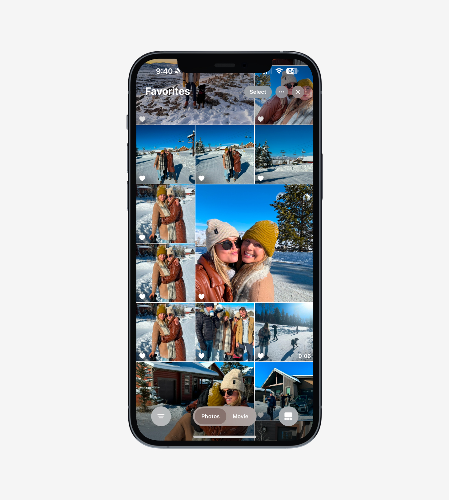 Albums in camera roll on smartphone