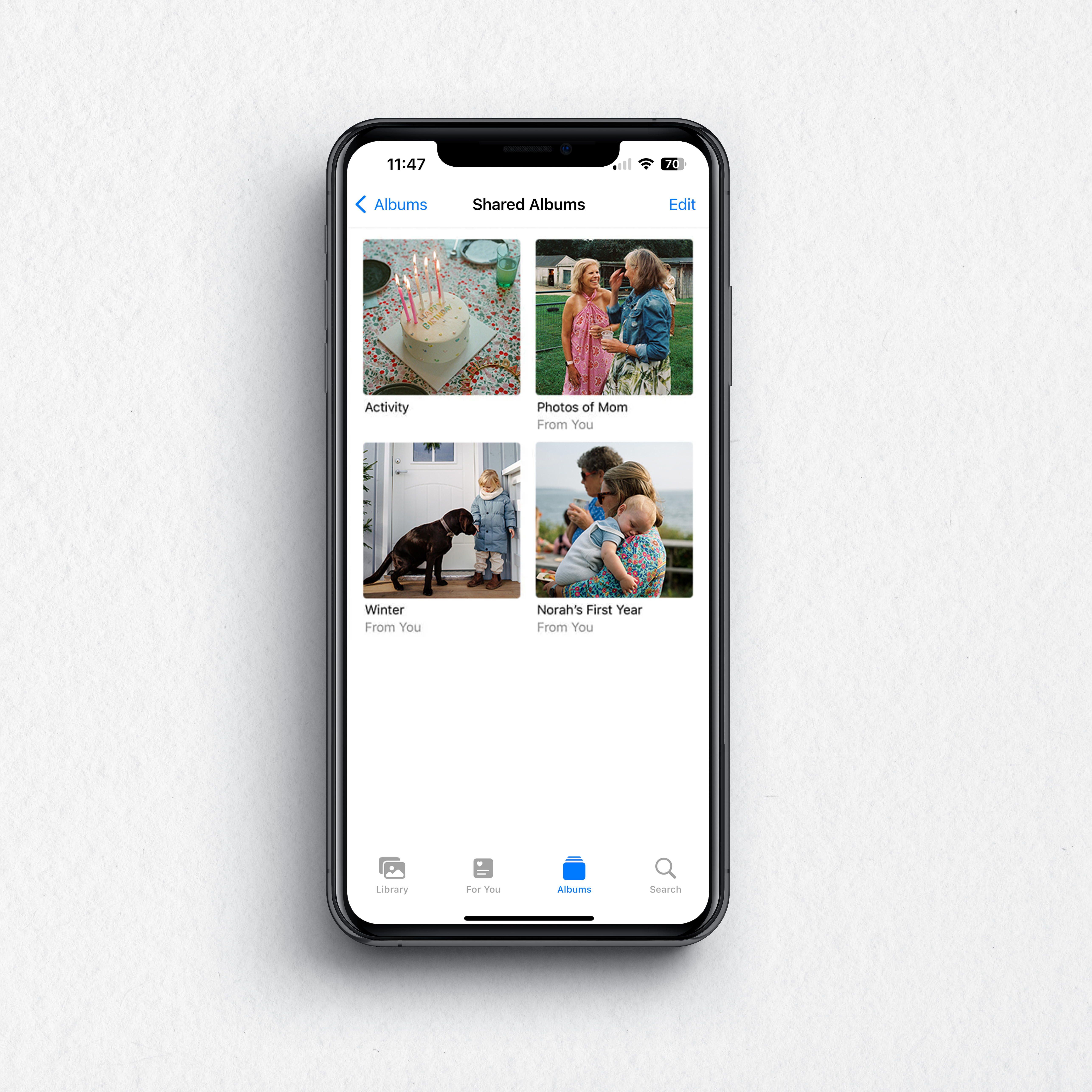 how to use a shared album on iphone