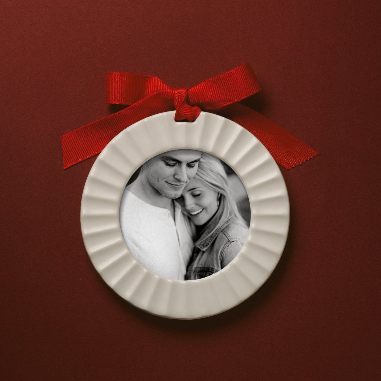 Custom Engagement Christmas Ornament - Fluted Porcelain by Artifact Uprising | Photo Holders
