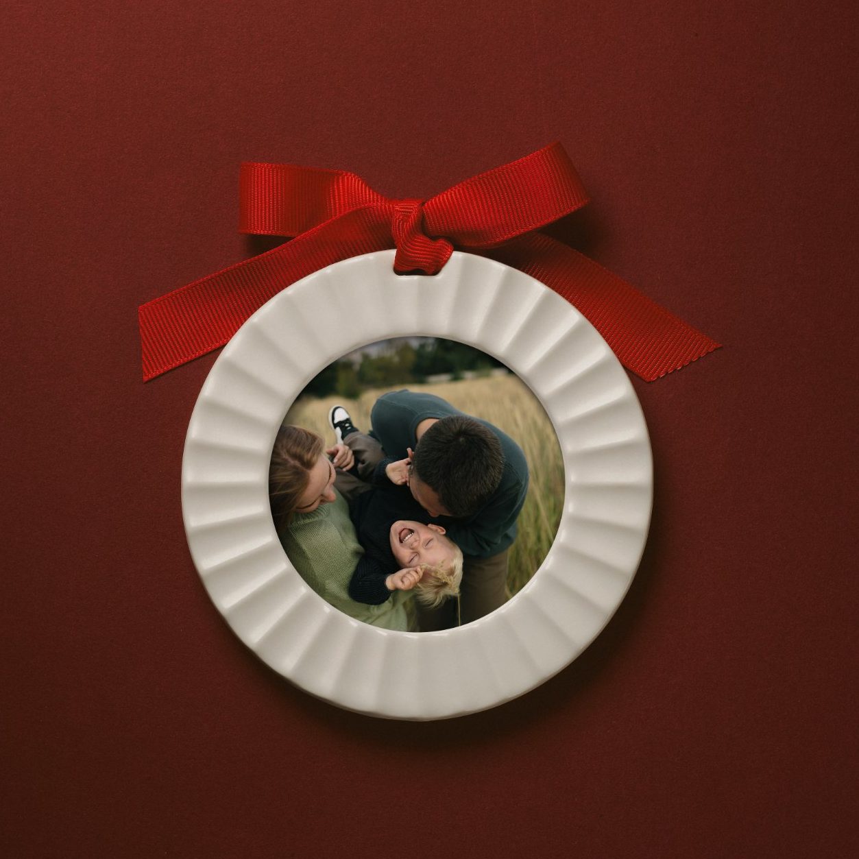 Custom Family Christmas Ornament - Fluted Porcelain by Artifact Uprising | Photo Holders