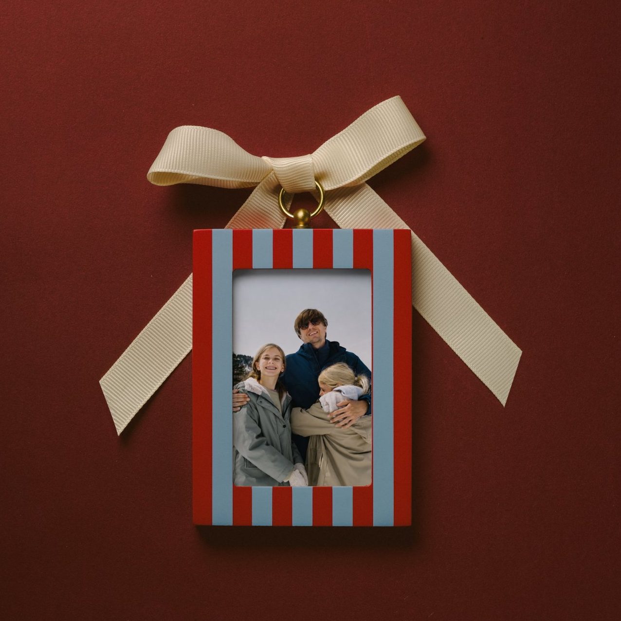 Personalized Family & Pet Ornament - Striped Wood by Artifact Uprising | Photo Holders