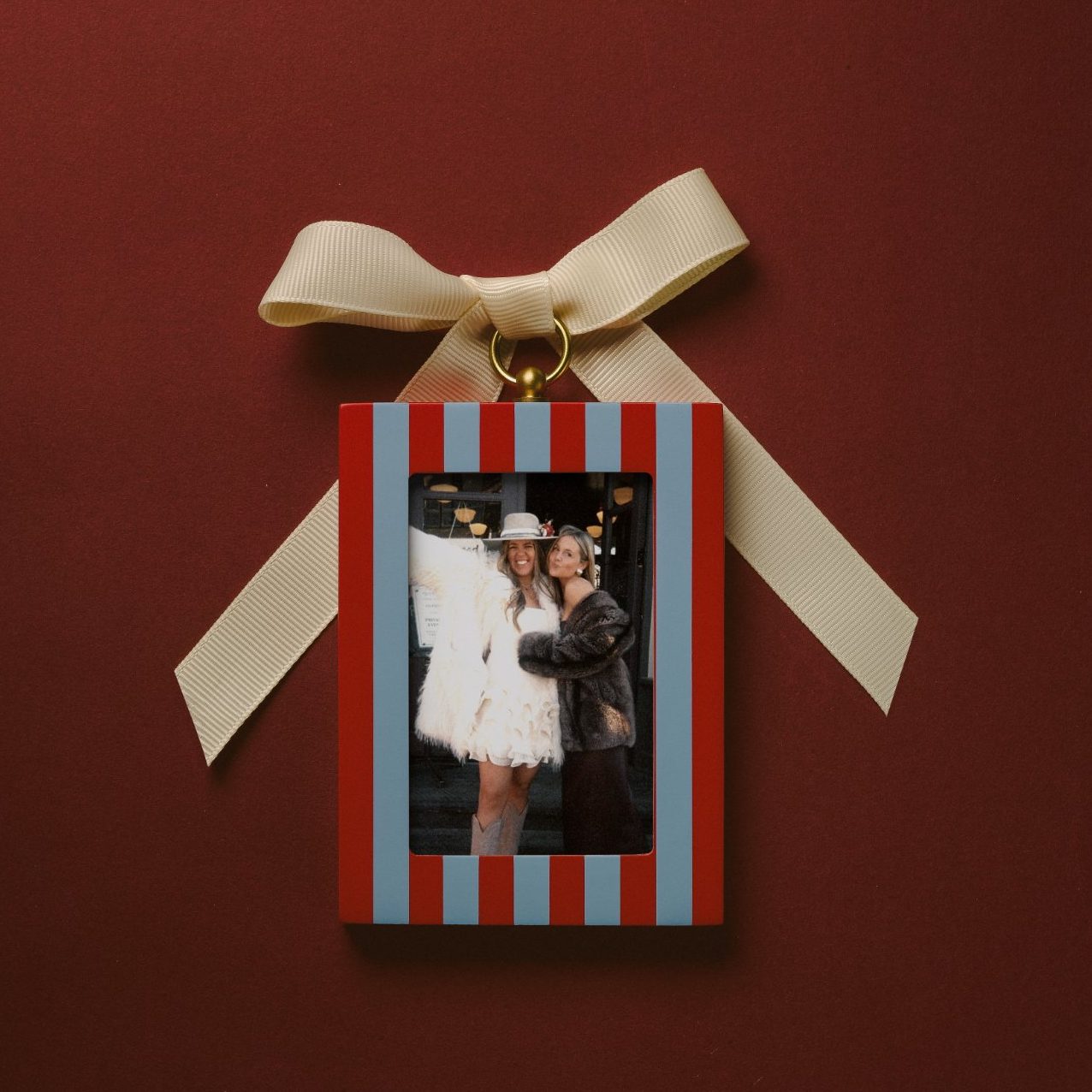 Personalized Friends Ornament - Striped Wood by Artifact Uprising | Photo Holders